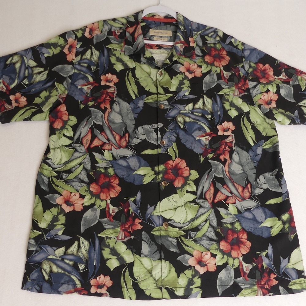 Tommy Bahama Short Sleeve Silk Button Up Hawaiian Shirt Tropical‎ Men's XL